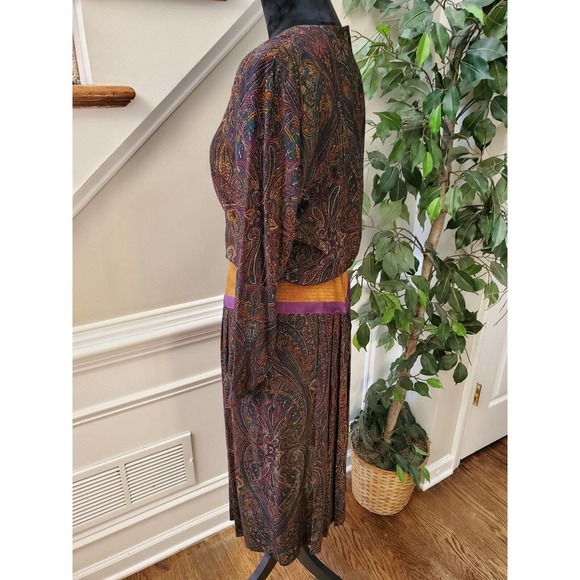 Vintage Joan Sparks for Daniel Barrett Paisley Wool Midi Dress Small - Picture 7 of 15